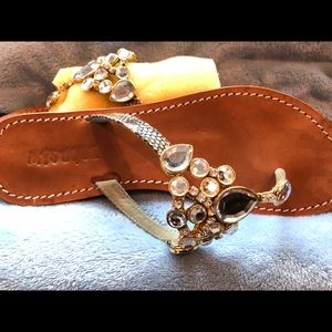 Jeweled sandal with snake band